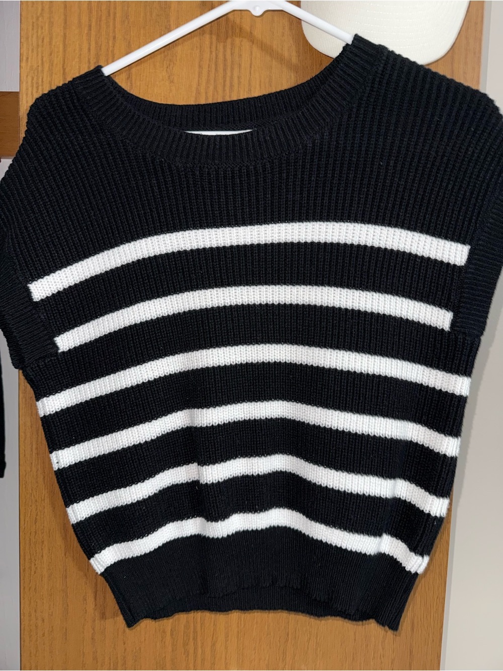 Women’s Black & White Striped Crewneck Sweater